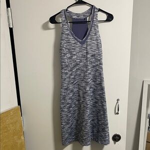 MPG Textured Navy and White Midi Dress